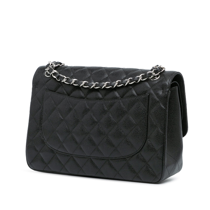 Jumbo Classic Caviar Double Flap Black - Gaby Paris