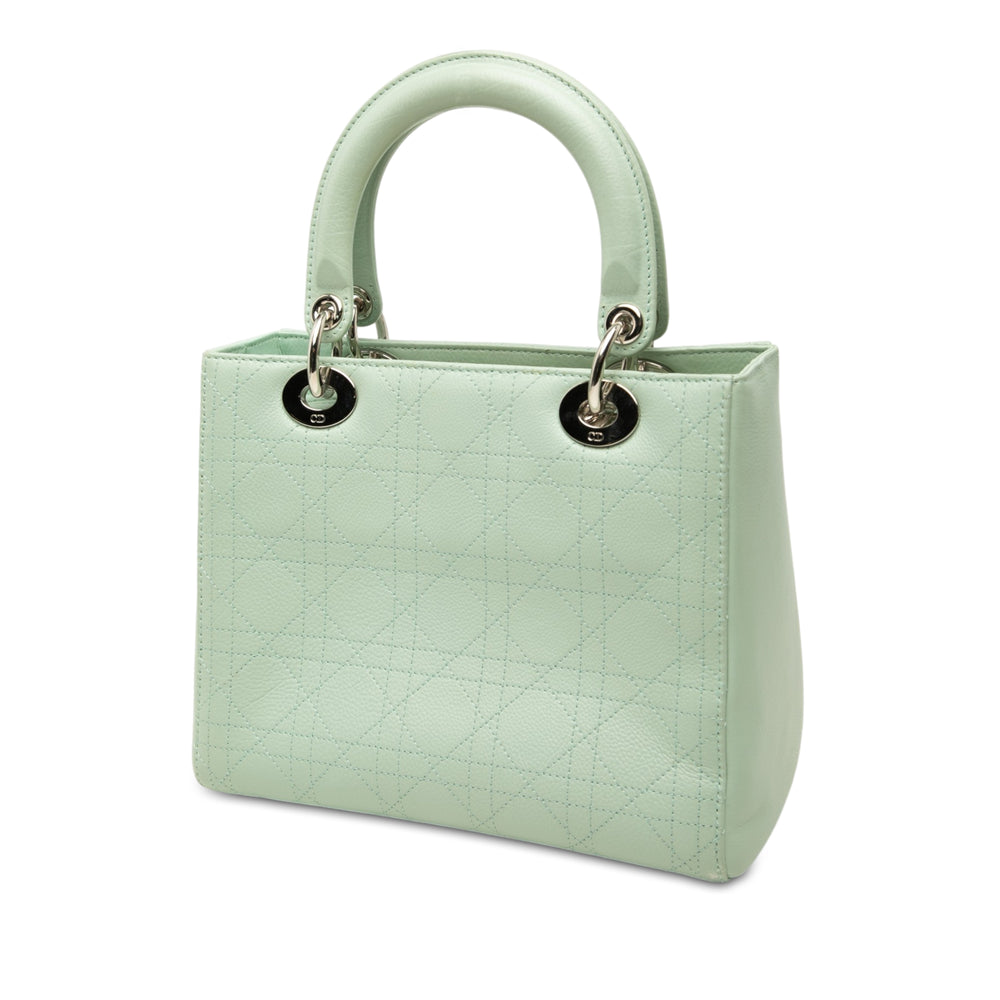 Dior Lady Dior Cannage Moyen Cuir de veau Vert – vue 2 – GABY PARIS