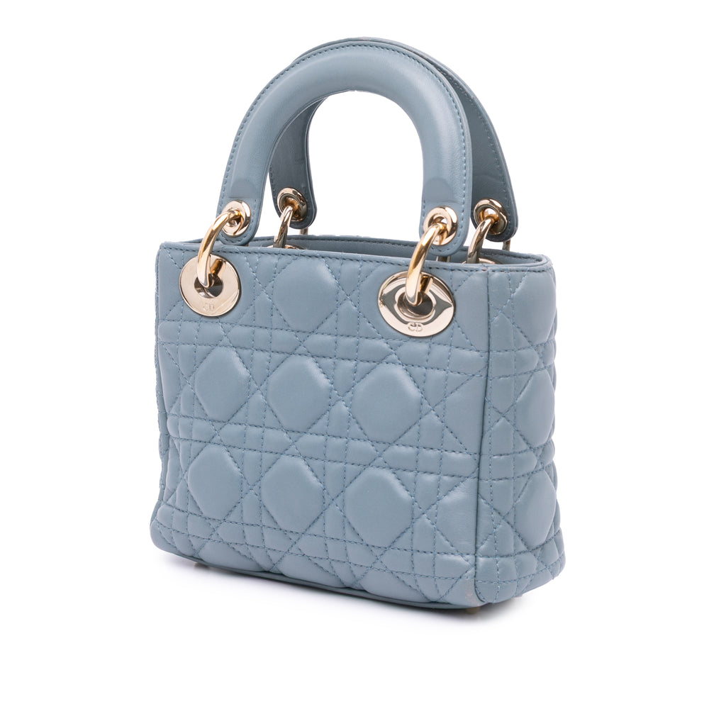 Mini Lambskin Cannage Lady Dior Blue - Gaby Paris