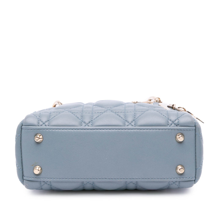 Mini Lambskin Cannage Lady Dior Blue - Gaby Paris