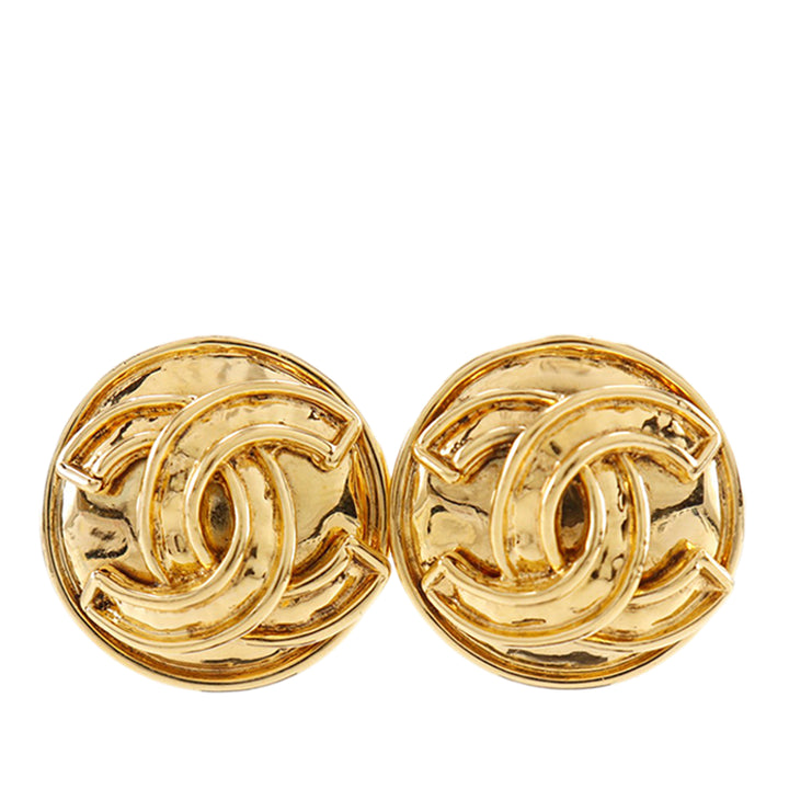 Chanel CC plaqué Rond Clip On Boucles d’oreilles