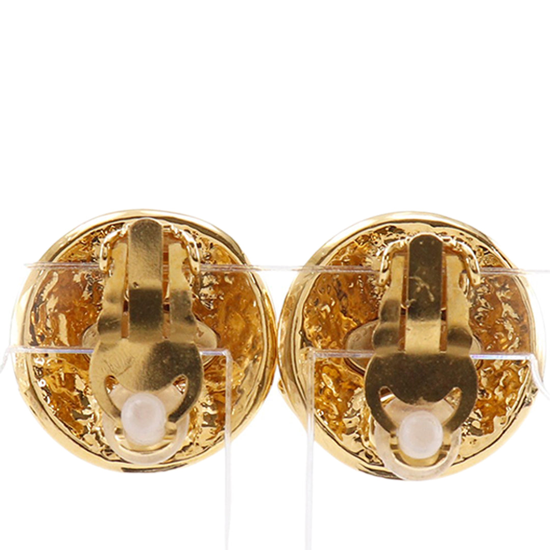 Chanel CC plaqué Rond Clip On Boucles d’oreilles