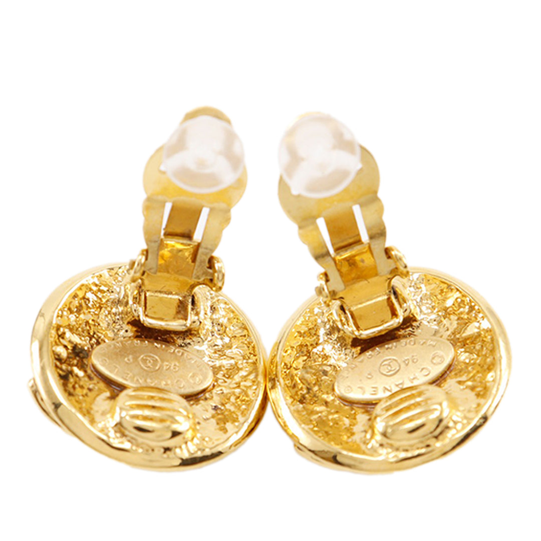 Chanel CC plaqué Rond Clip On Boucles d’oreilles