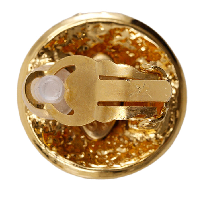 Chanel CC plaqué Rond Clip On Boucles d’oreilles