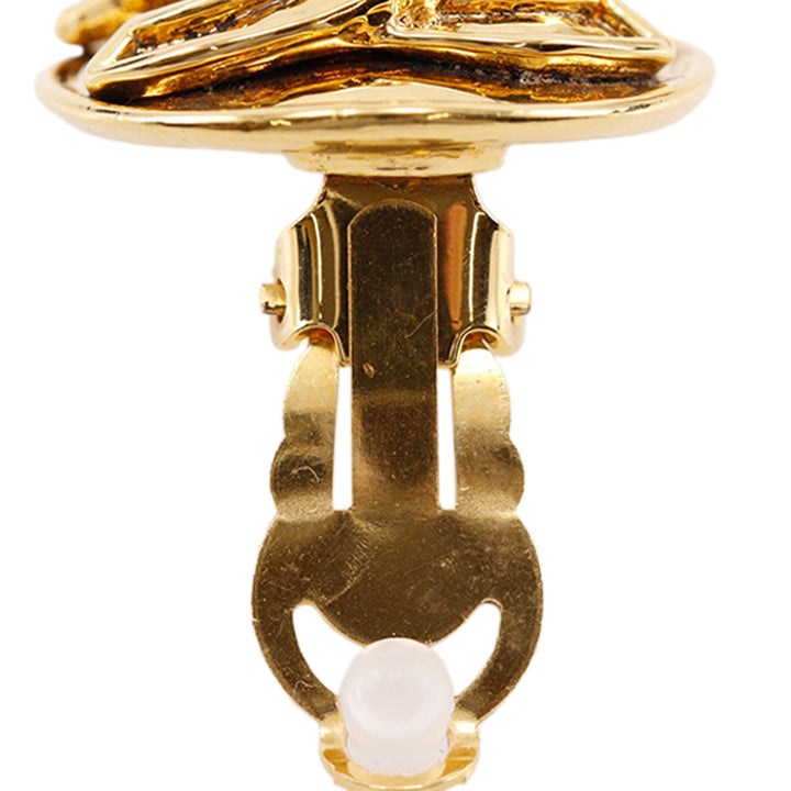 Chanel CC plaqué Rond Clip On Boucles d’oreilles