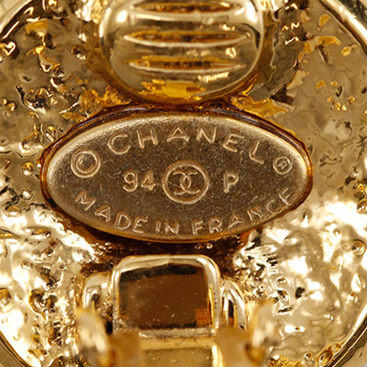 Chanel CC plaqué Rond Clip On Boucles d’oreilles