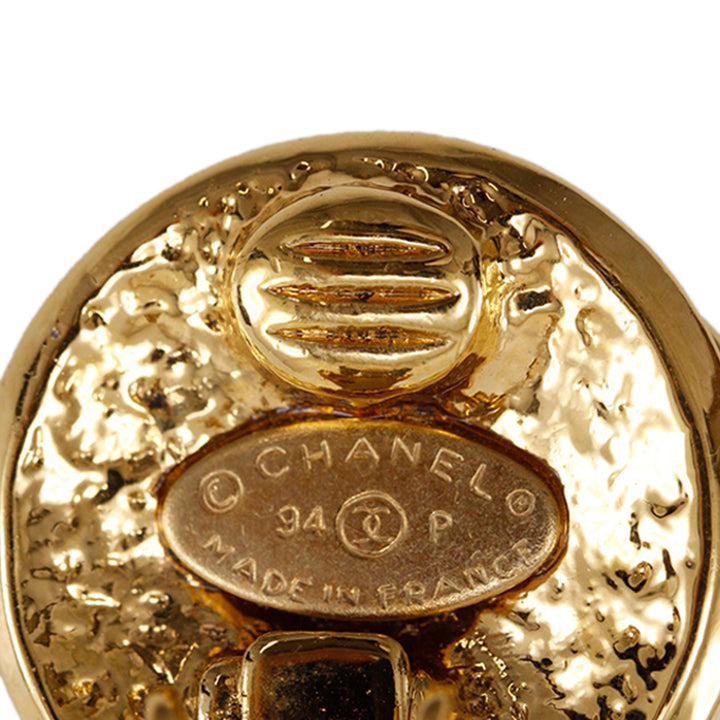 Chanel CC plaqué Rond Clip On Boucles d’oreilles