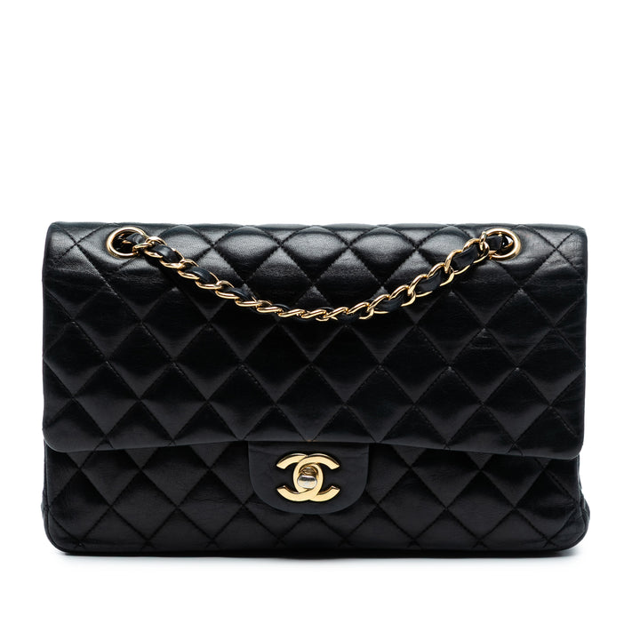 Chanel Medium Classic Cuir d’agneau Double rabat Noir