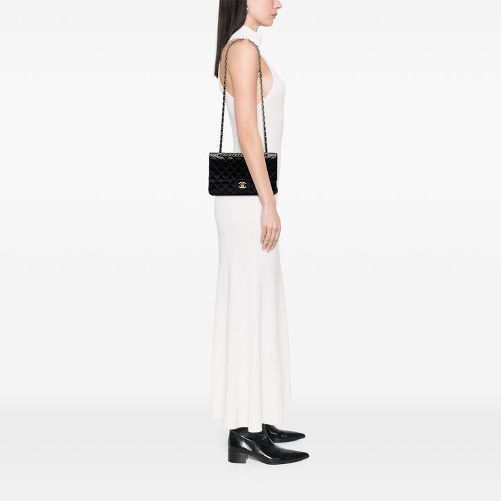 Chanel Medium Classic Cuir d’agneau Double rabat Noir