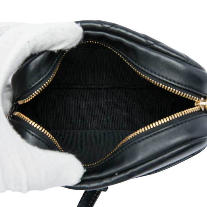 Matelassé Buckle Sac caméra Petit Cuir d'agneau Noir