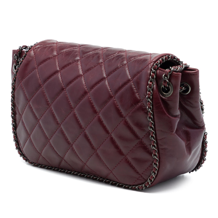Chanel Matelassé CC Enchained Accordion à rabat Petit Cuir de veau Rouge – vue 2 – GABY PARIS