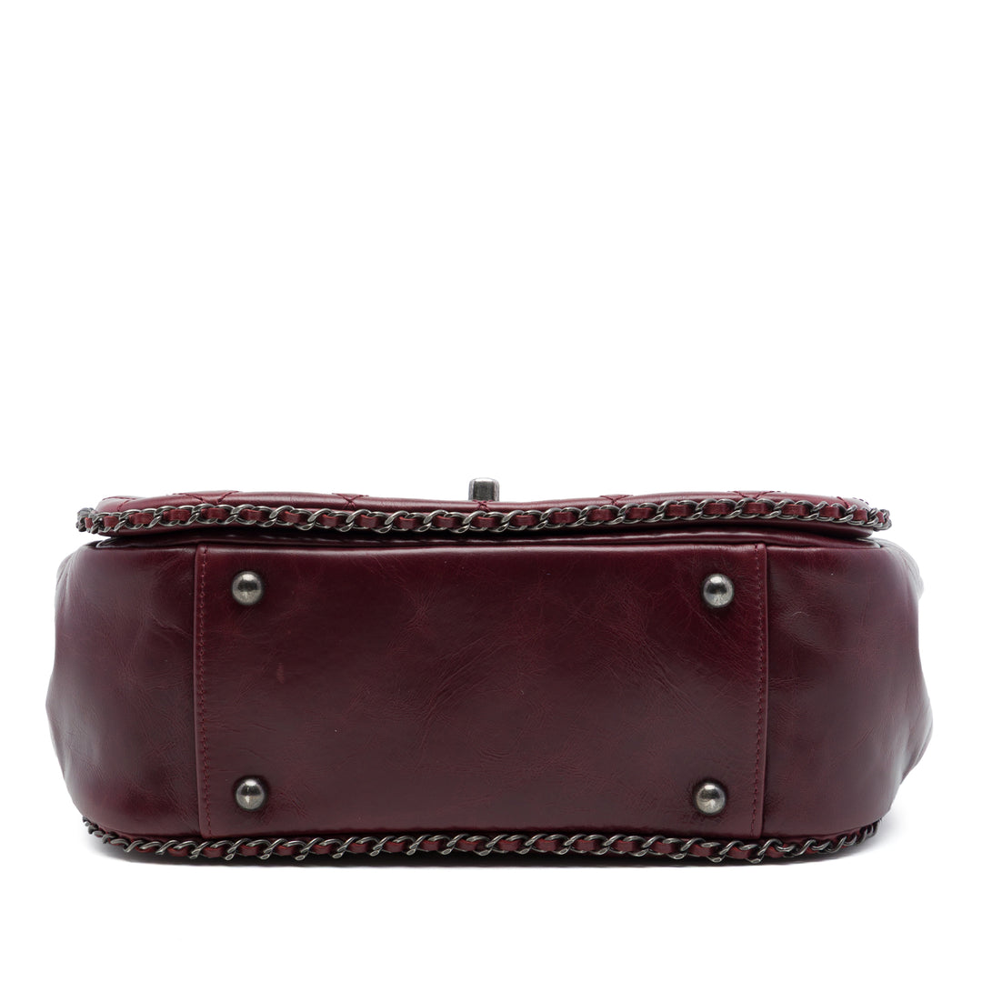 Chanel Matelassé CC Enchained Accordion à rabat Petit Cuir de veau Rouge – vue 3 – GABY PARIS