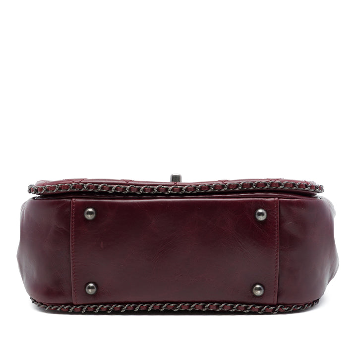 Chanel Matelassé CC Enchained Accordion à rabat Petit Cuir de veau Rouge – vue 3 – GABY PARIS