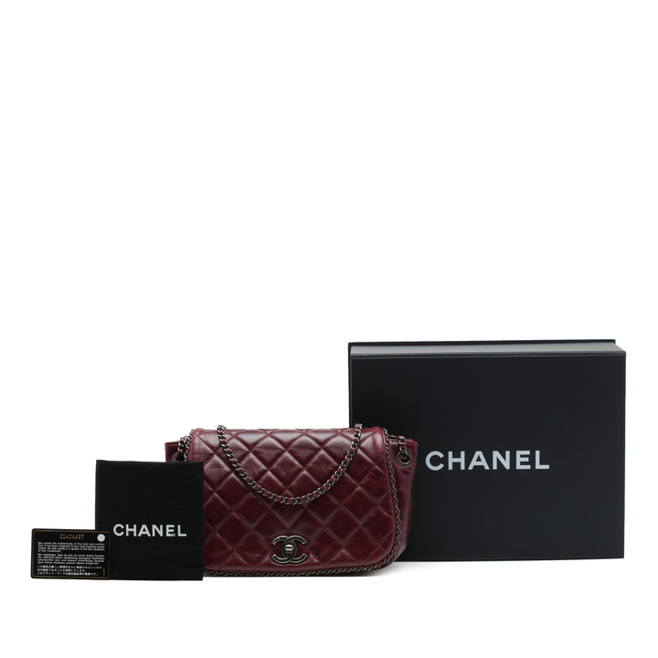 Chanel Matelassé CC Enchained Accordion à rabat Petit Cuir de veau Rouge – vue 7 – GABY PARIS