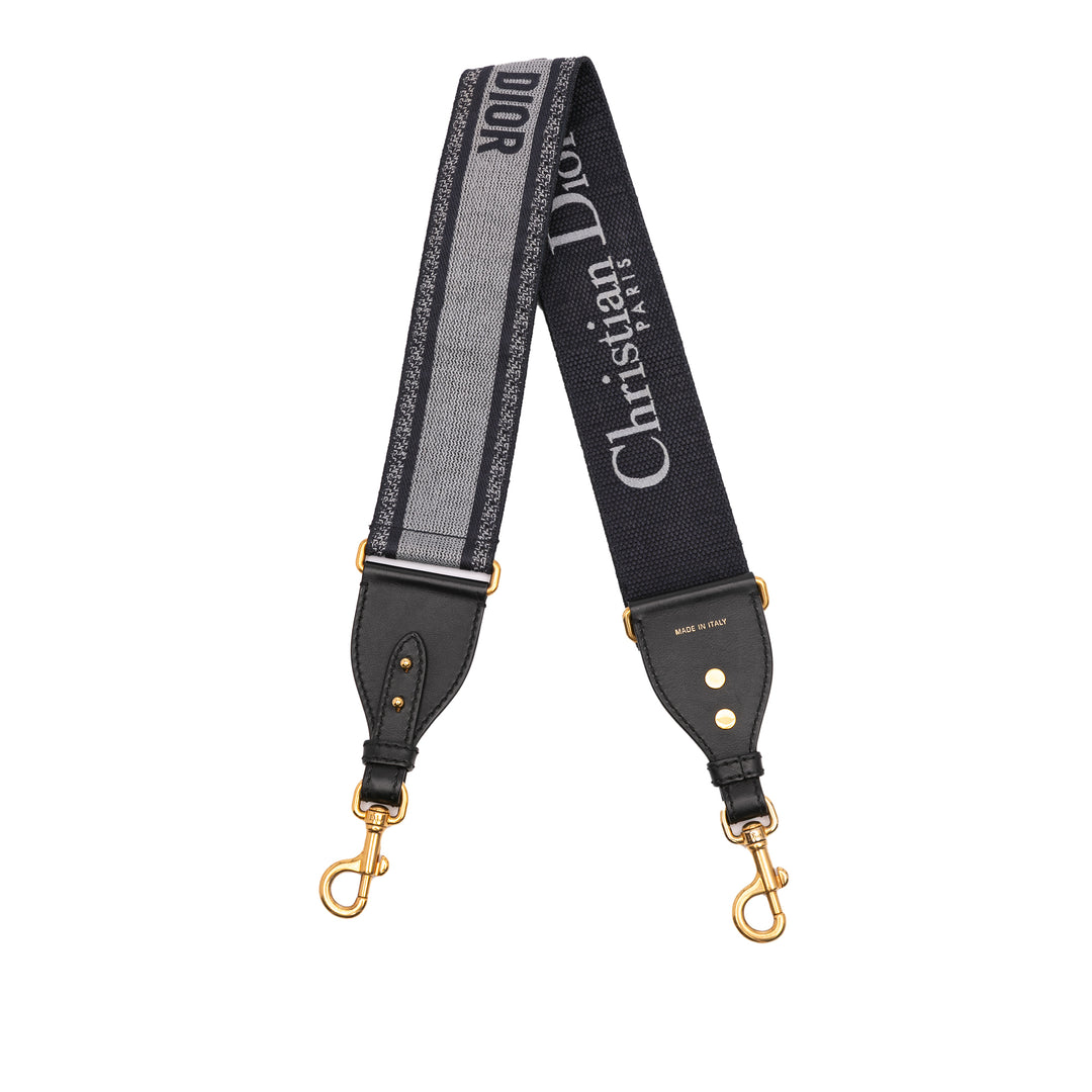Embroidered Canvas Bag Strap Blue - Gaby Paris