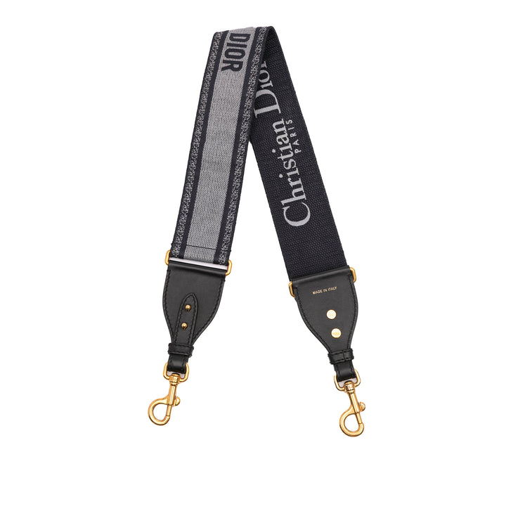 Embroidered Canvas Bag Strap Blue - Gaby Paris