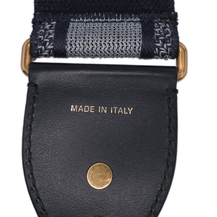 Embroidered Canvas Bag Strap Blue - Gaby Paris