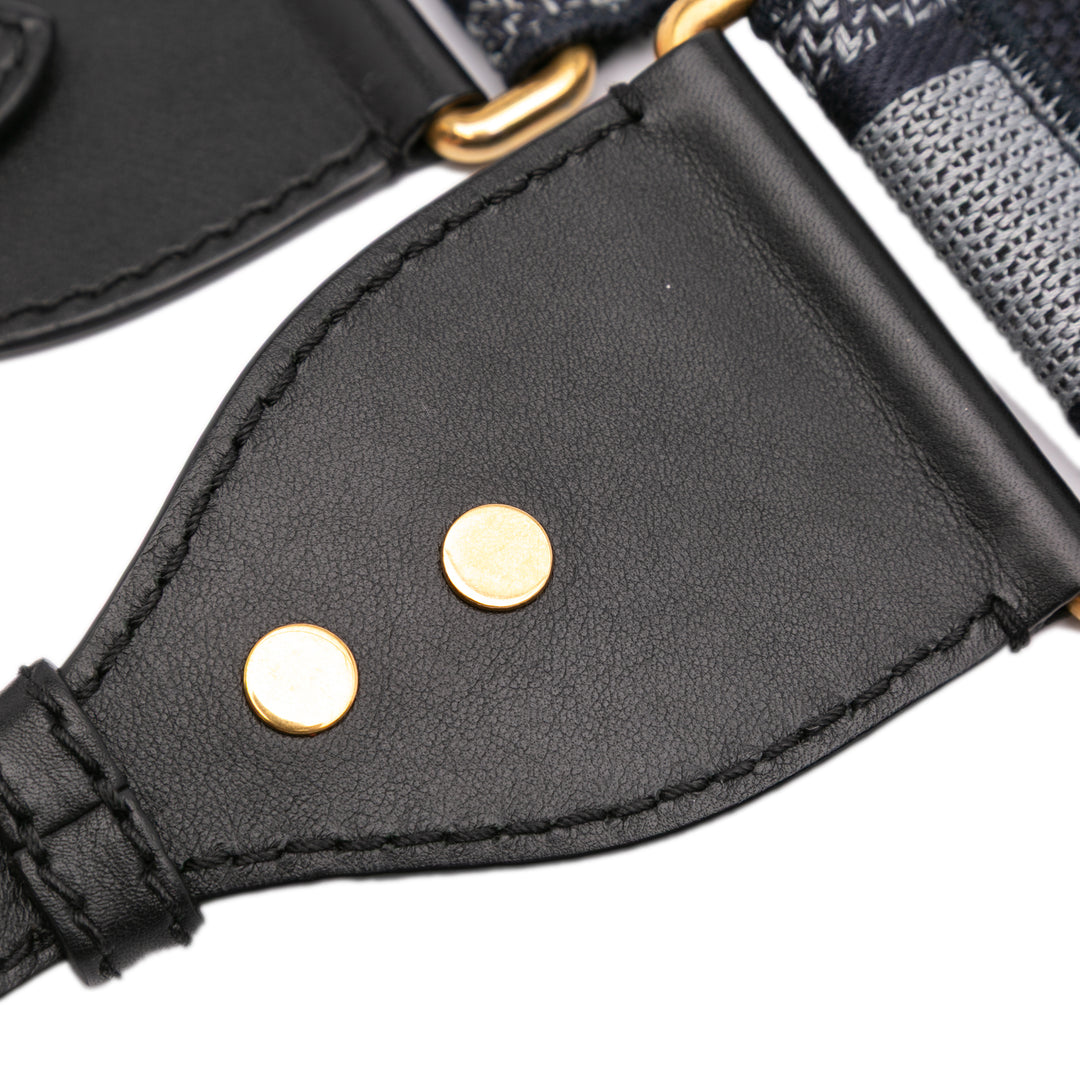 Embroidered Canvas Bag Strap Blue - Gaby Paris