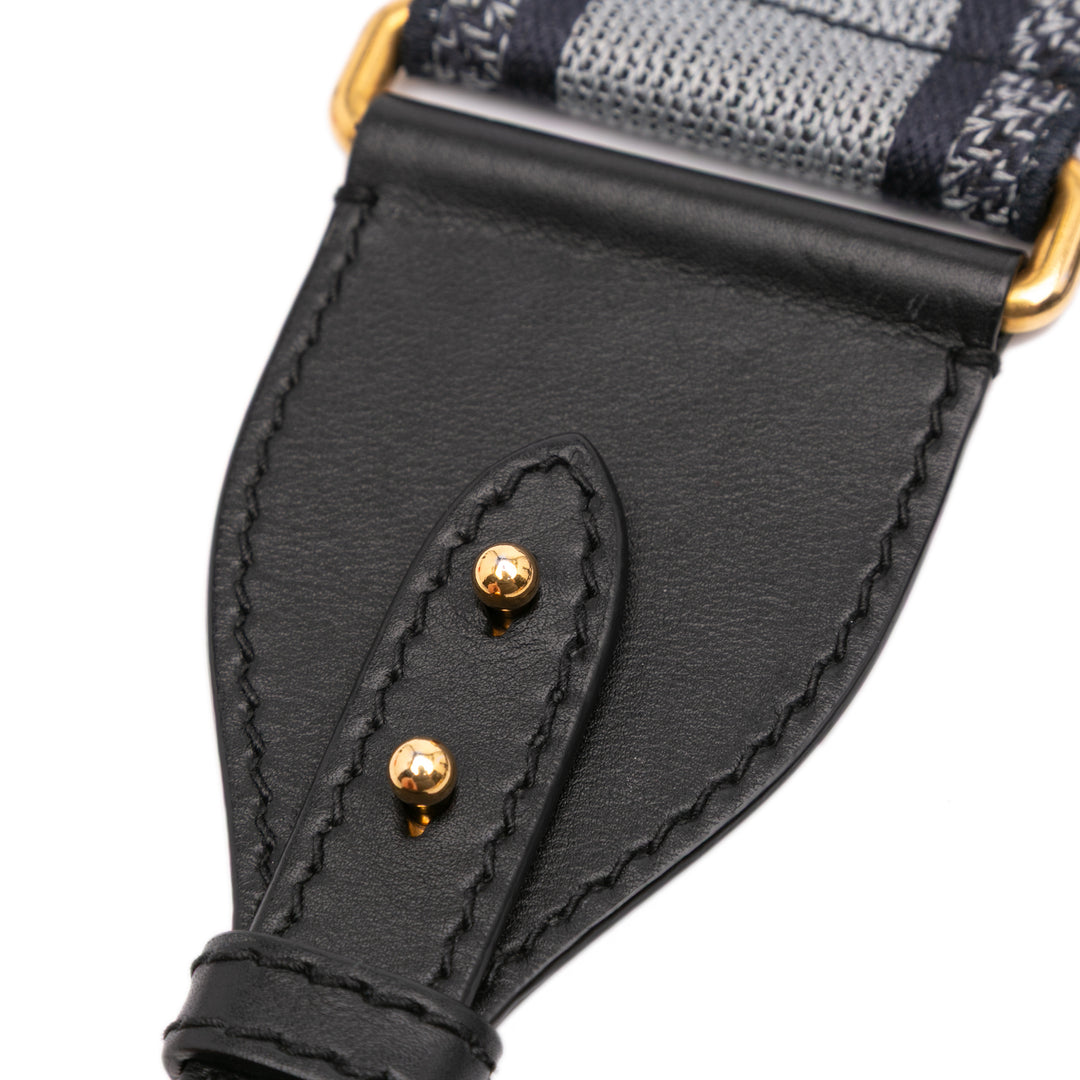 Embroidered Canvas Bag Strap Blue - Gaby Paris