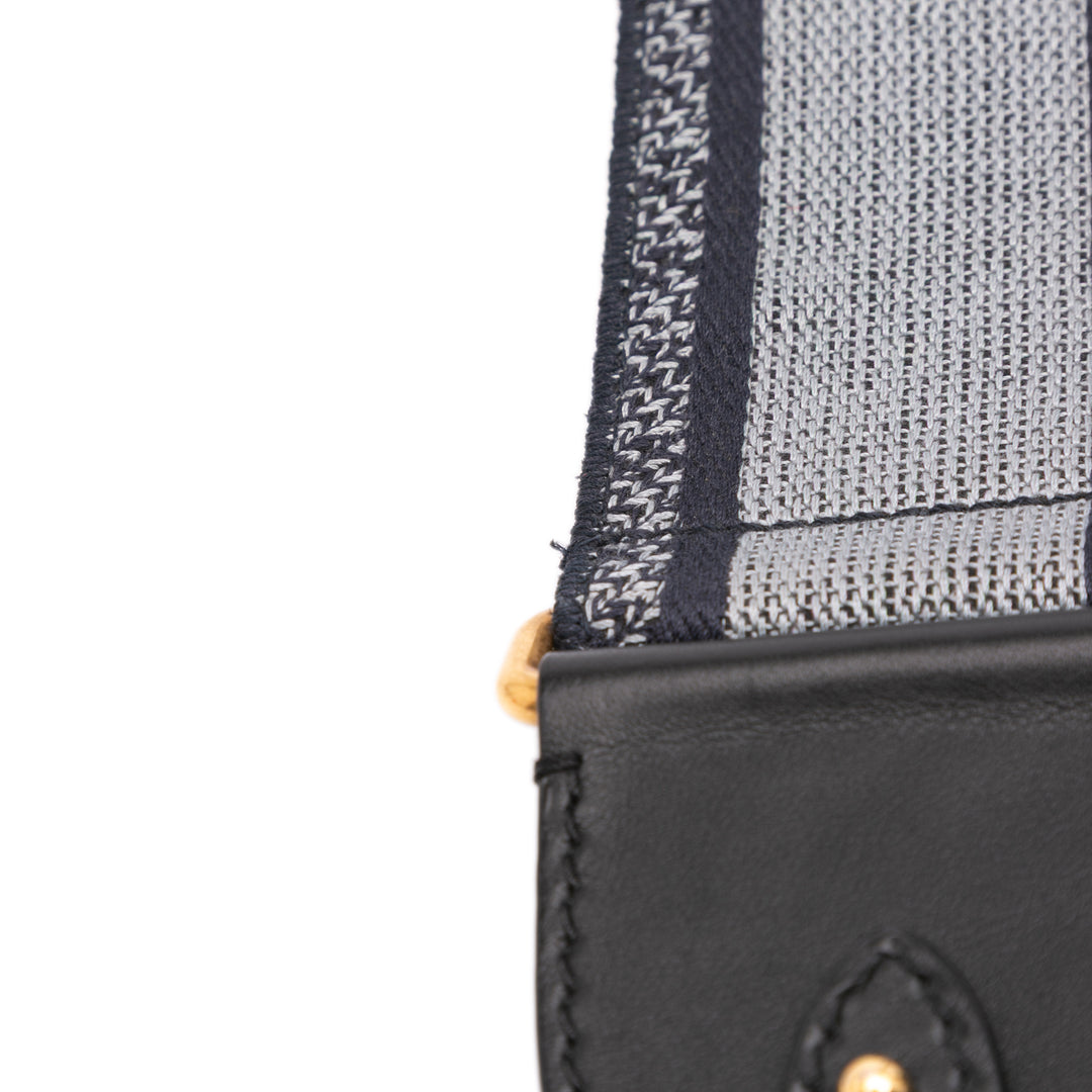 Embroidered Canvas Bag Strap Blue - Gaby Paris