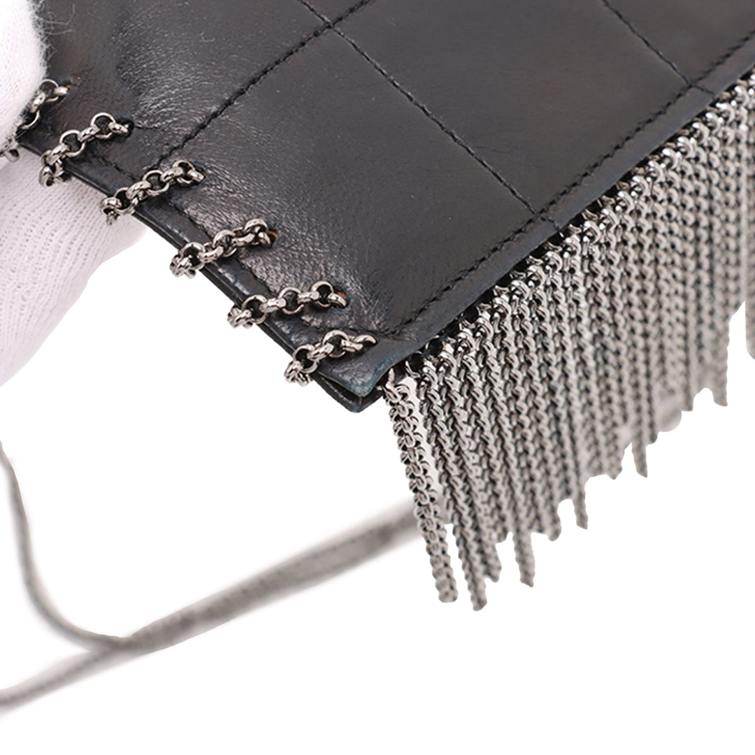 Chanel CC Choco Bar Cuir d’agneau Chain Fringe Sac porté croisé