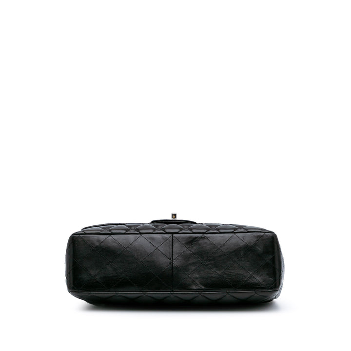 Jumbo Classic Lambskin Single Flap Black - Gaby Paris