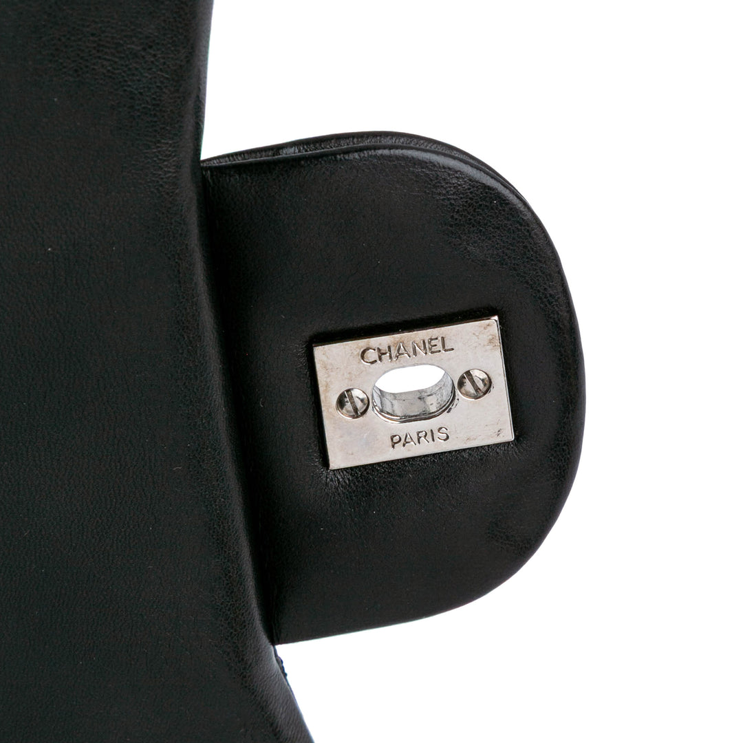 Jumbo Classic Lambskin Single Flap Black - Gaby Paris