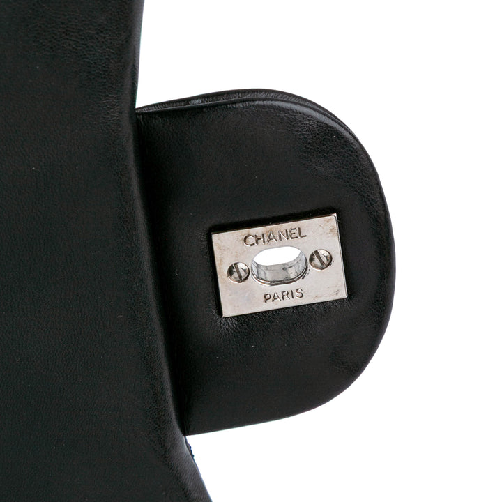 Jumbo Classic Lambskin Single Flap Black - Gaby Paris