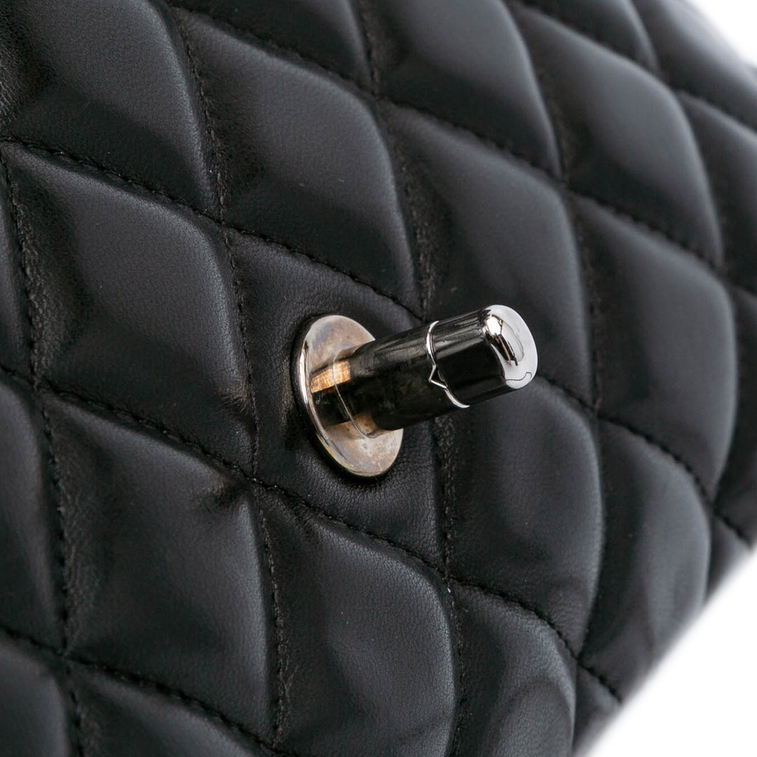 Jumbo Classic Lambskin Single Flap Black - Gaby Paris