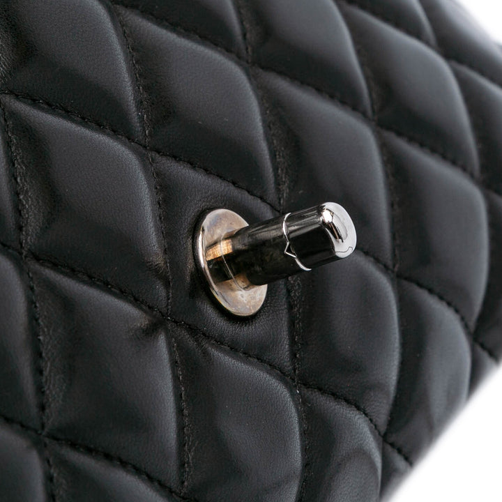 Jumbo Classic Lambskin Single Flap Black - Gaby Paris