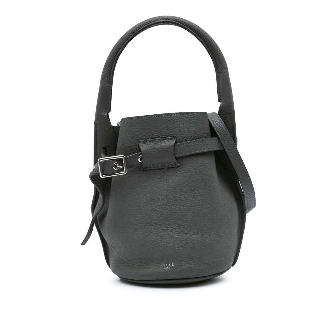 Nano Leather Big Bucket Bag Gray - Gaby Paris