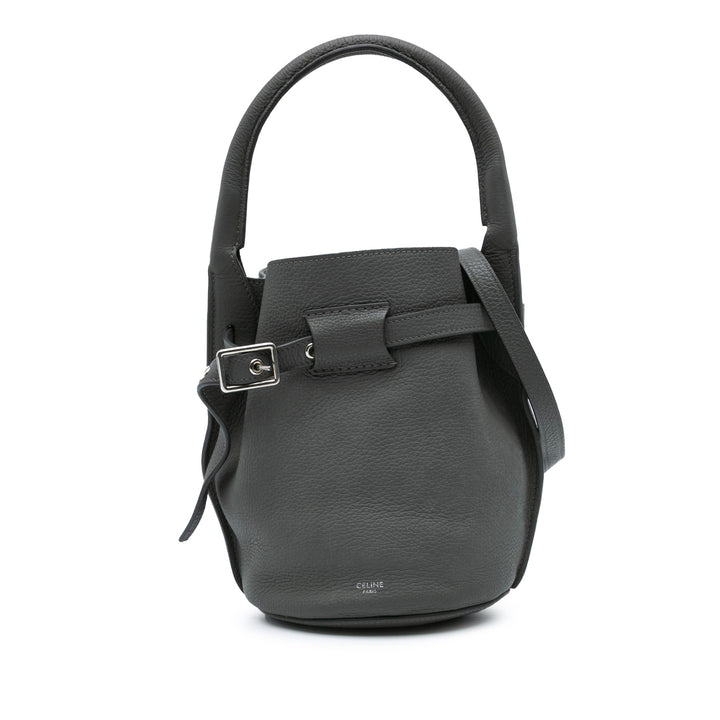 Nano Leather Big Bucket Bag Gray - Gaby Paris