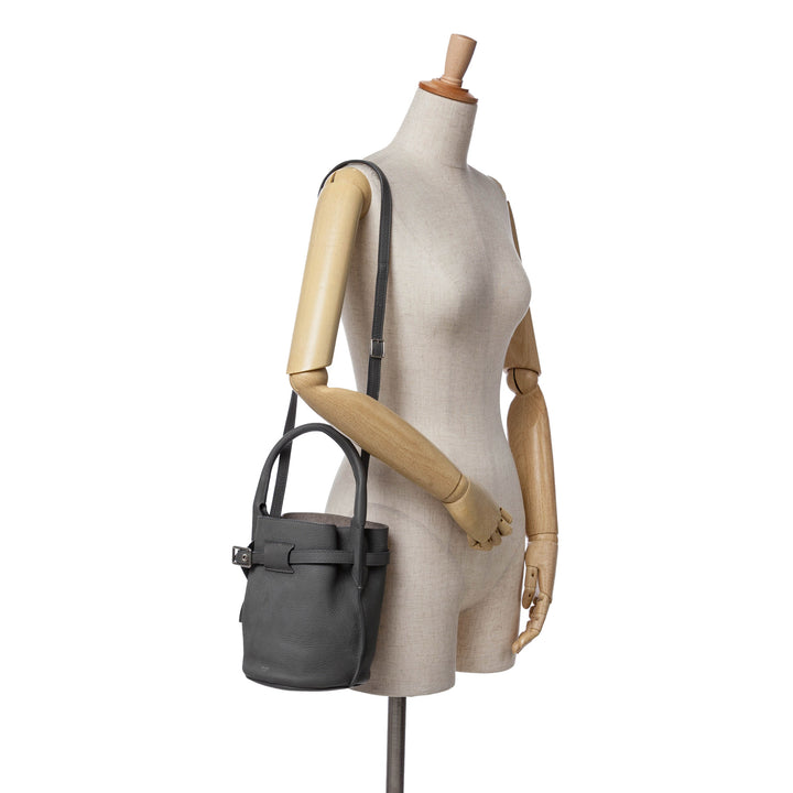 Nano Leather Big Bucket Bag Gray - Gaby Paris