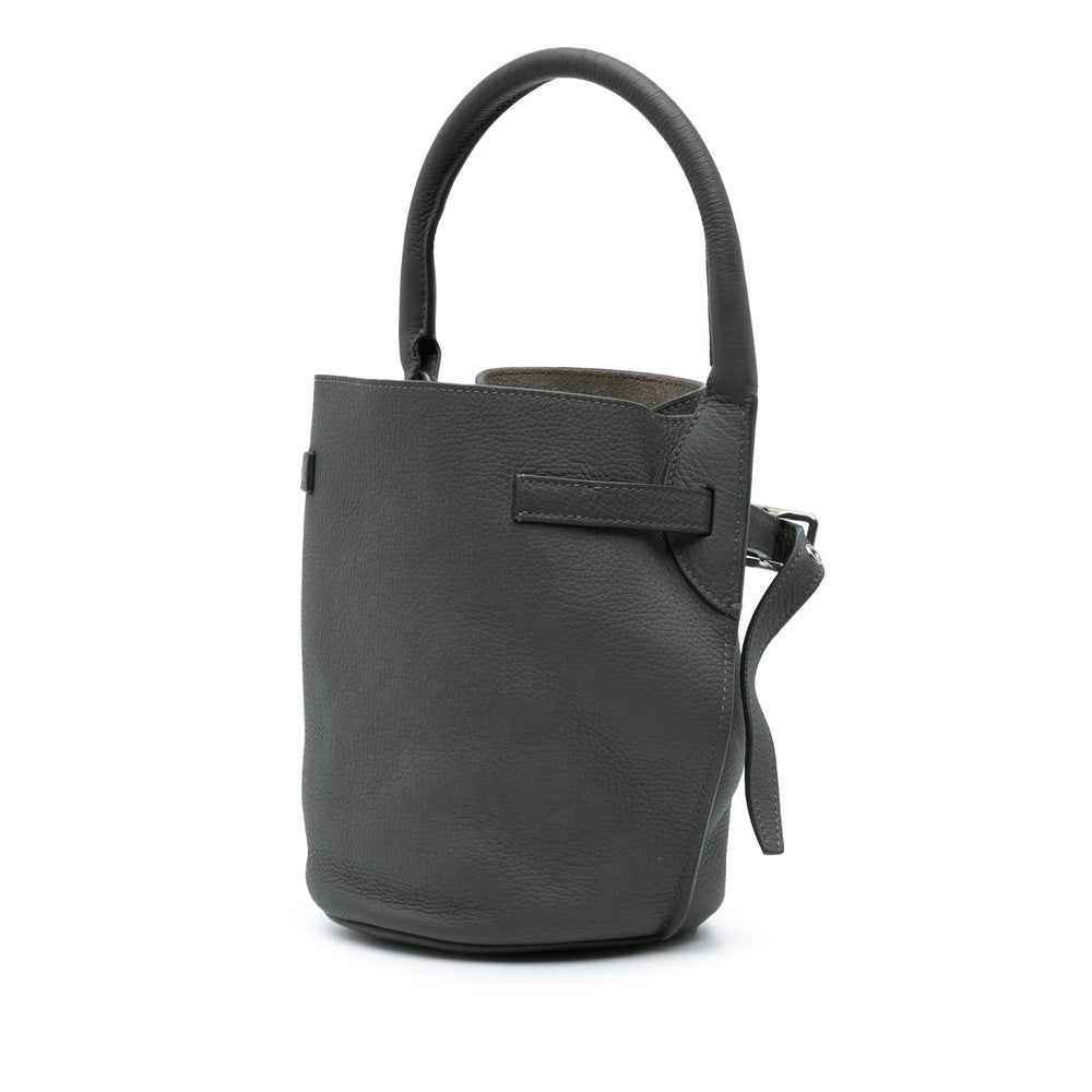 Nano Leather Big Bucket Bag Gray - Gaby Paris