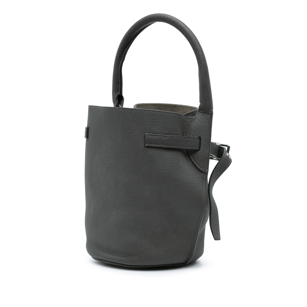 Nano Leather Big Bucket Bag Gray - Gaby Paris