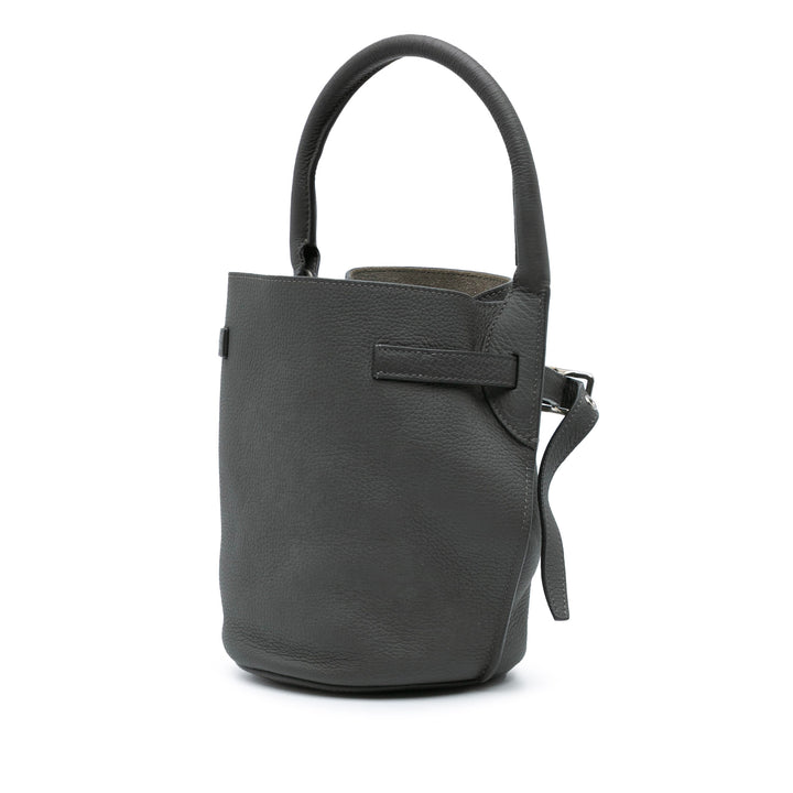 Nano Leather Big Bucket Bag Gray - Gaby Paris