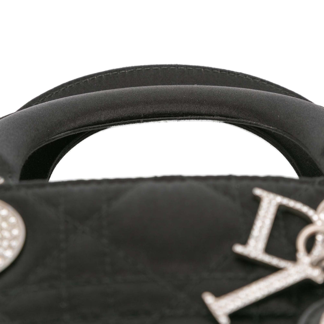Dior Mini Satin Cannage Swarovski Crystal Lady Dior Noir