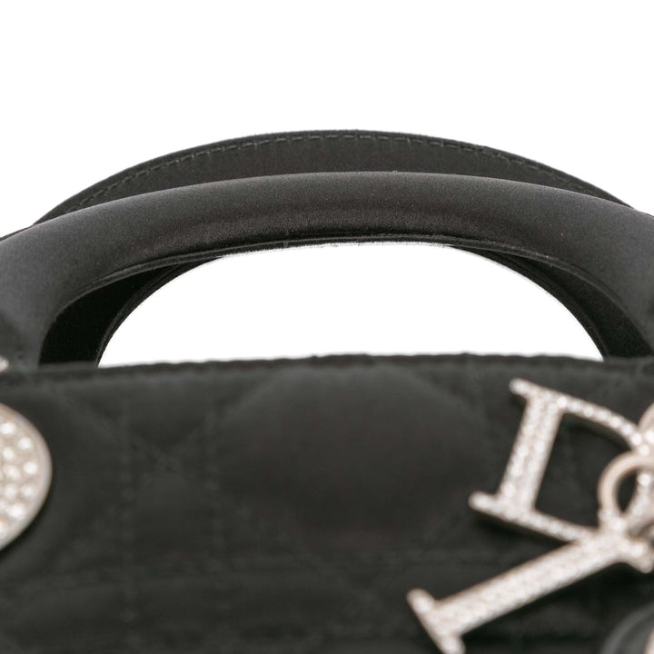 Dior Mini Satin Cannage Swarovski Crystal Lady Dior Noir