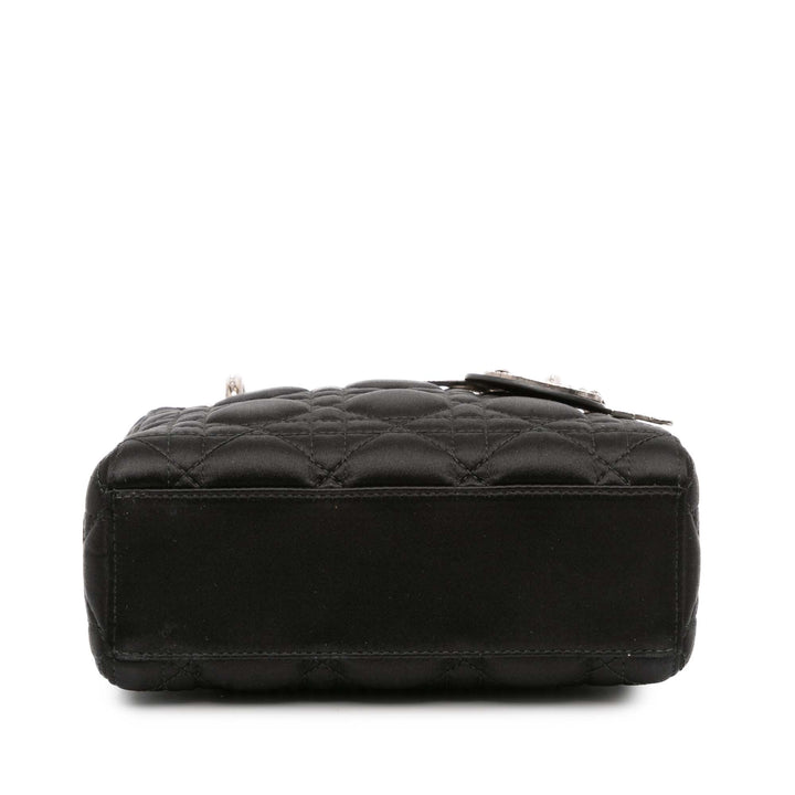 Dior Mini Satin Cannage Swarovski Crystal Lady Dior Noir