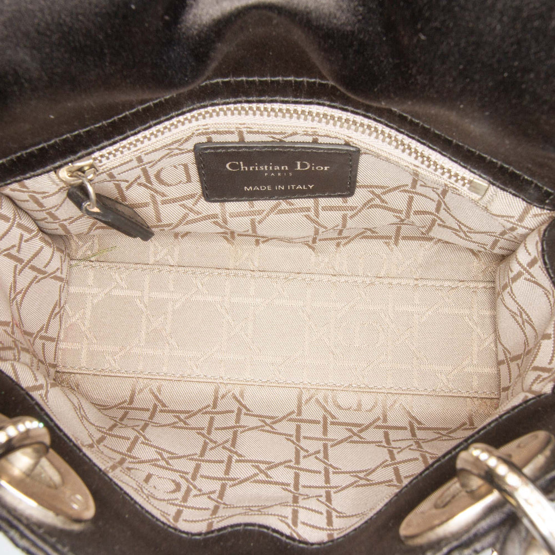 Dior Mini Satin Cannage Swarovski Crystal Lady Dior Noir