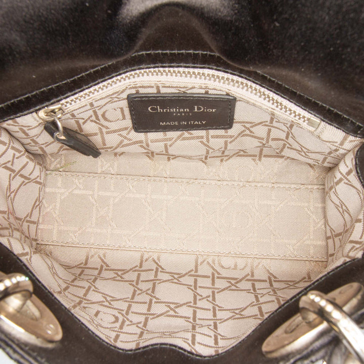 Dior Mini Satin Cannage Swarovski Crystal Lady Dior Noir