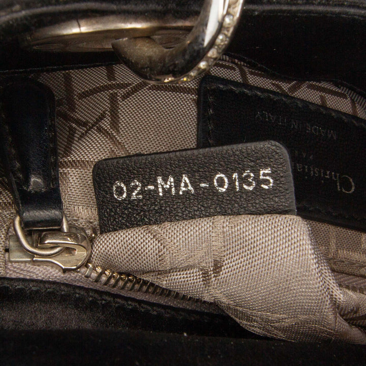 Dior Mini Satin Cannage Swarovski Crystal Lady Dior Noir