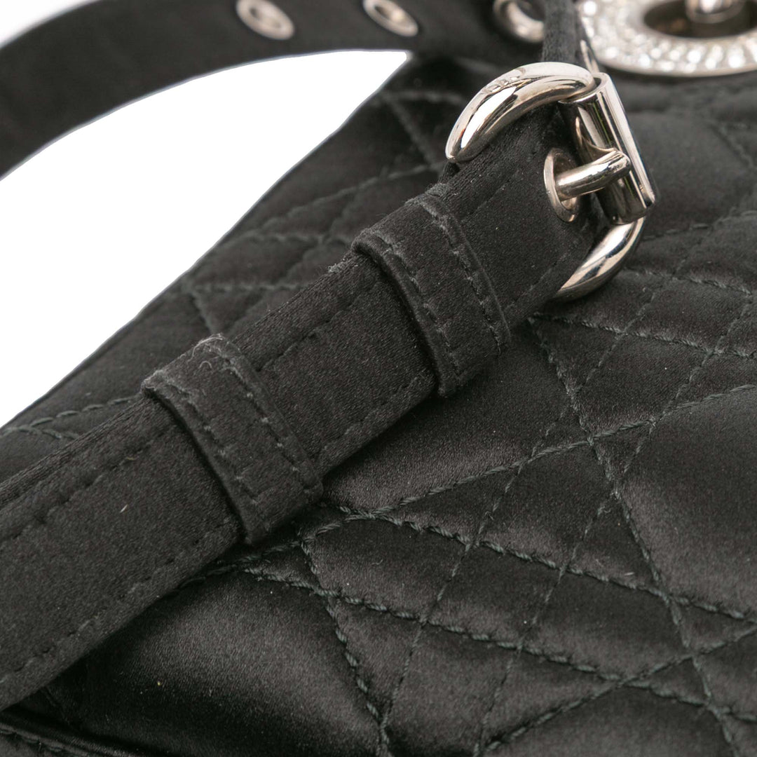 Dior Mini Satin Cannage Swarovski Crystal Lady Dior Noir