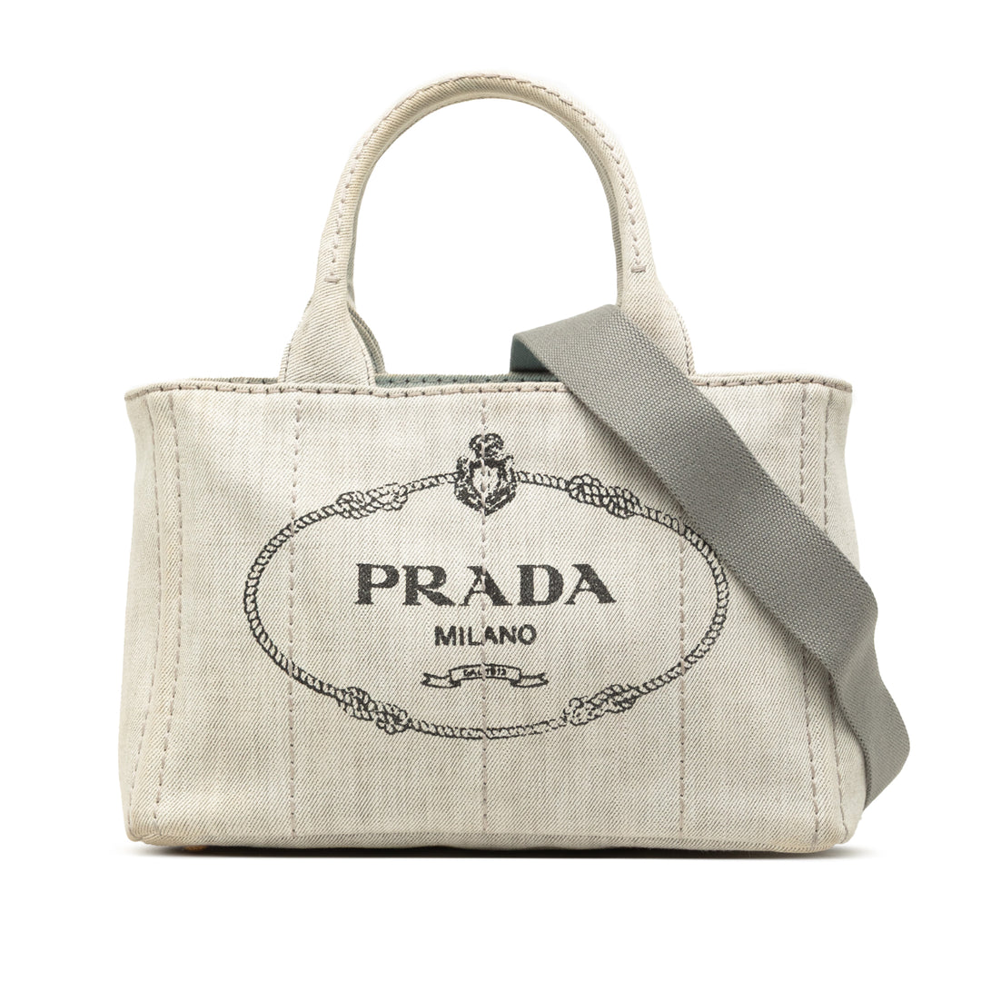 Prada Cabas Canapa Logo Jean Petit Gris – vue principale – GABY PARIS