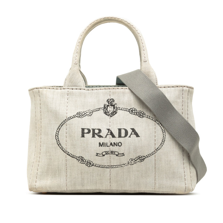 Prada Cabas Canapa Logo Jean Petit Gris – vue principale – GABY PARIS