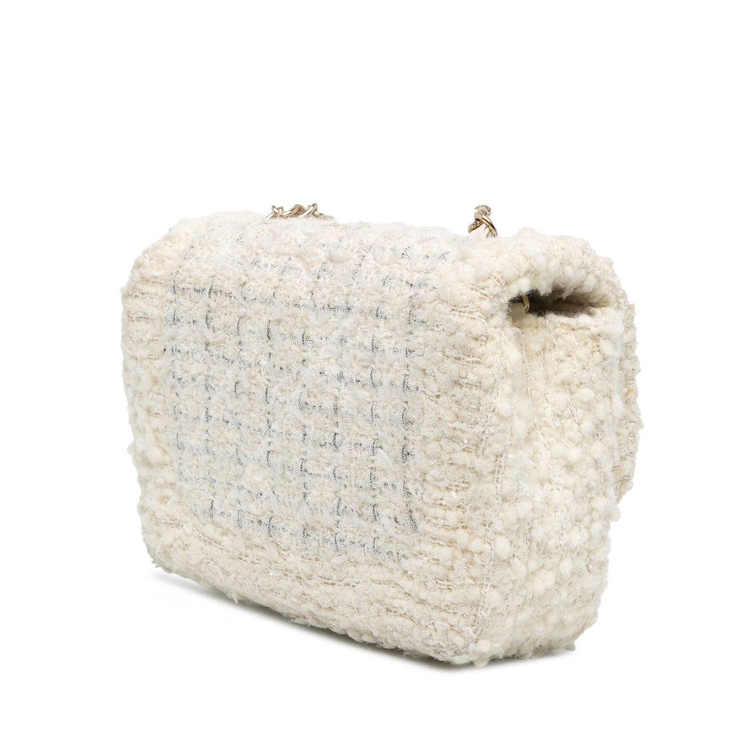 Chanel CC Mini Tweed Flap Crossbody White - GABY PARIS