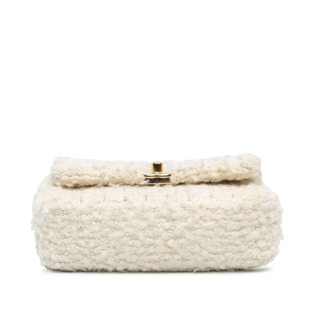 Chanel CC Mini Tweed Flap Crossbody White - GABY PARIS