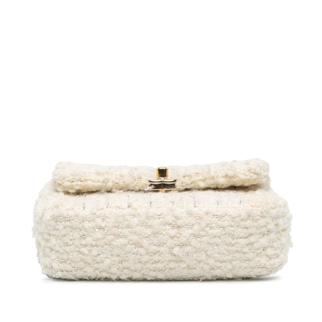 CC Mini Tweed Flap Crossbody White - Gaby Paris