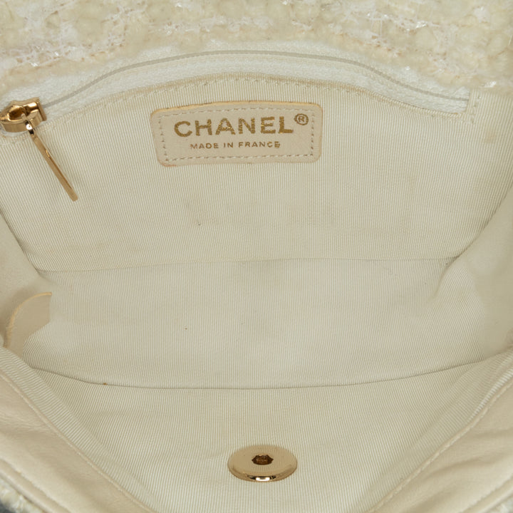 Chanel CC Mini Tweed Flap Crossbody White - GABY PARIS