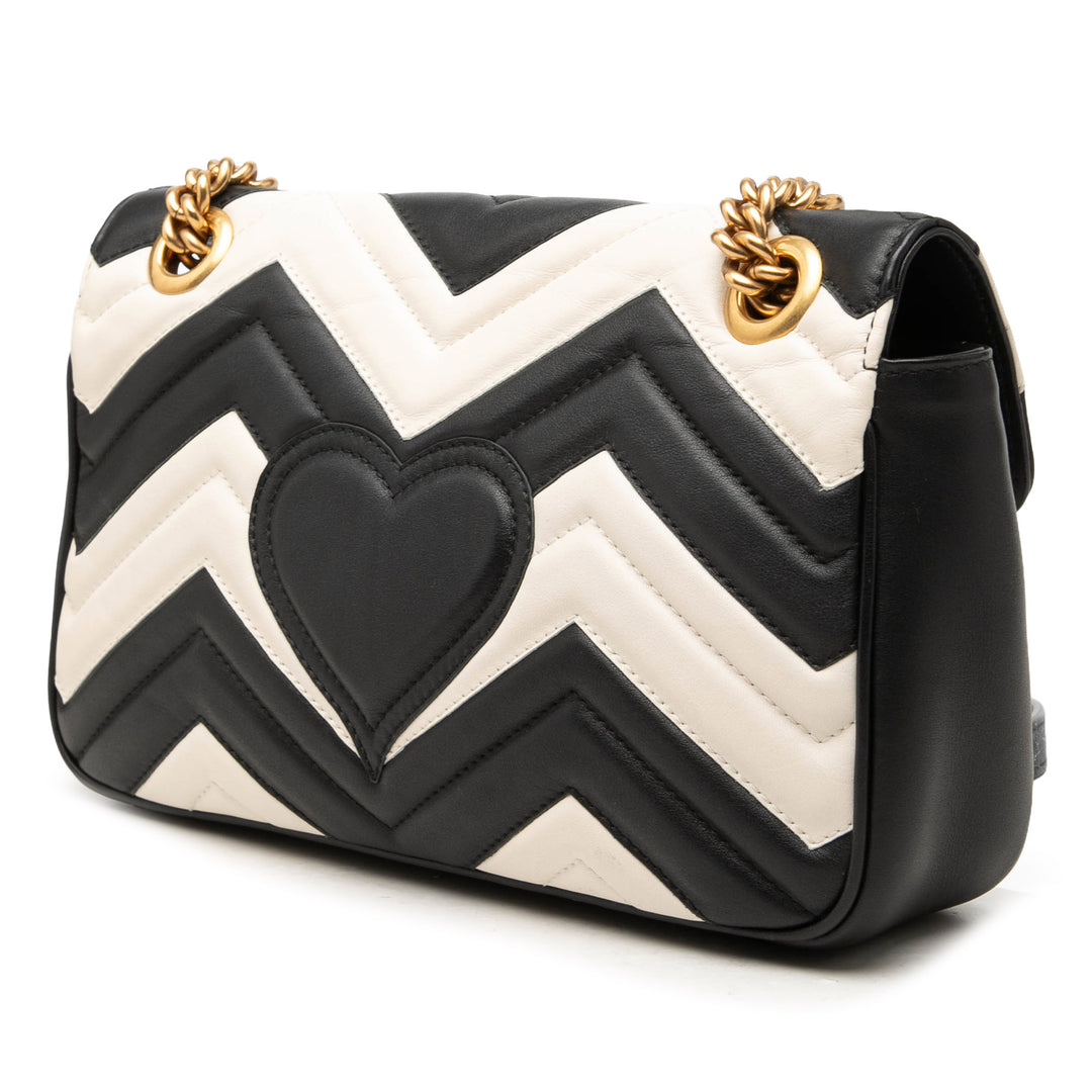 Gucci GG Marmont Bicolore Matelasse Sac Moyen Cuir de veau Noir